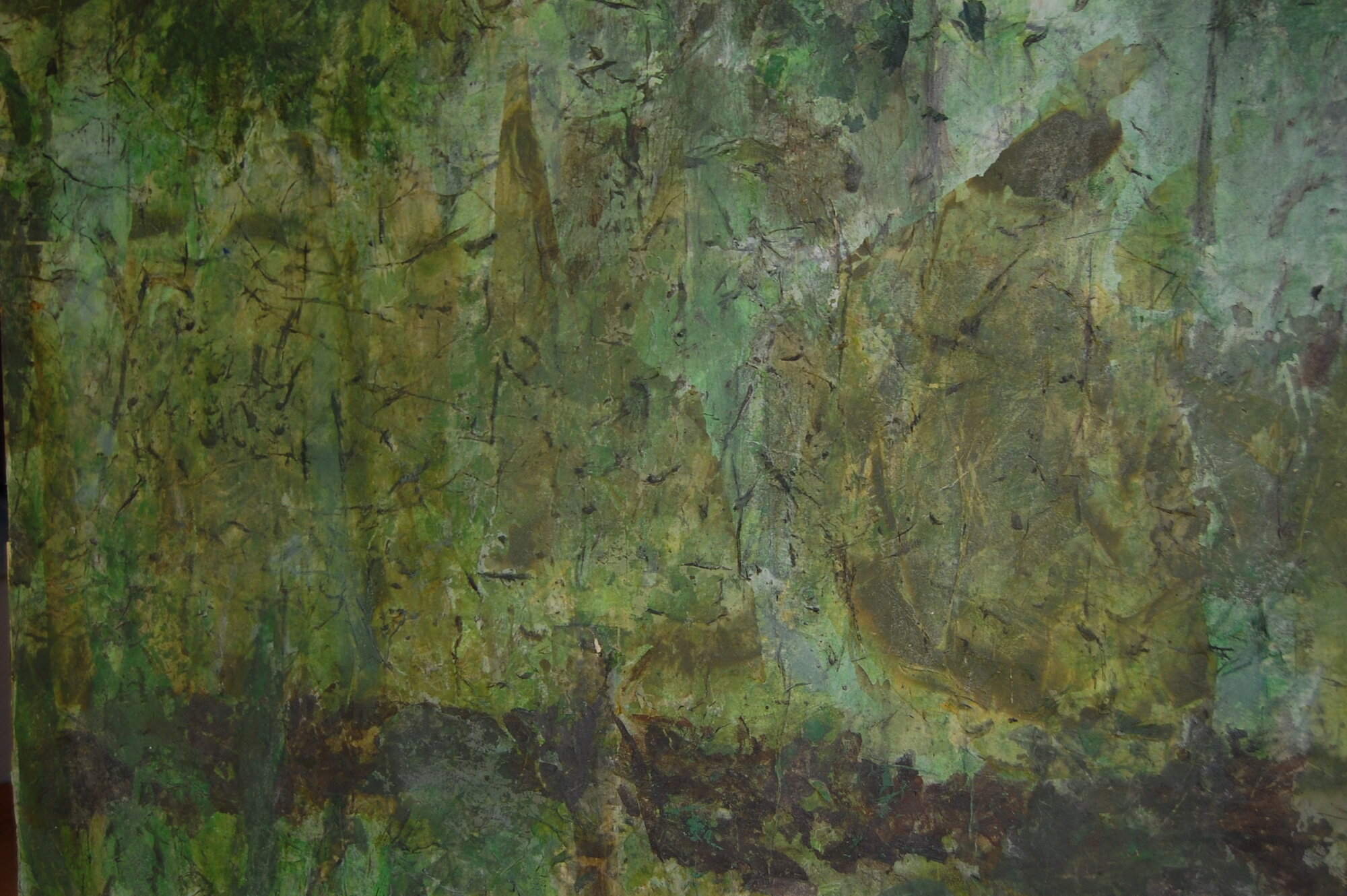 Detailansicht: Malerei, 160 x 160 cm, Papier, Öl, Acryl auf Holzplatte